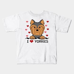 I Love Yorkies Kids T-Shirt